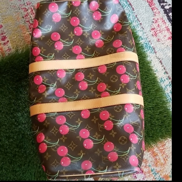 Auth LOUIS VUITTON Speedy 45 Carry On Travel LV Cherries Cerises Duffle Hand Bag - Picture 12 of 16